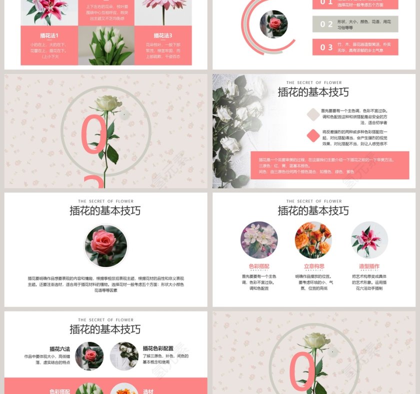 粉色简约20xx年插花基础培训PPT第3张