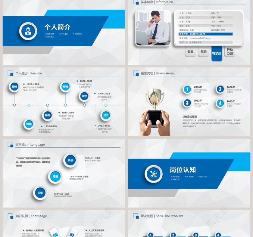简约商务风格蓝色岗位竞聘PPT模板第2张