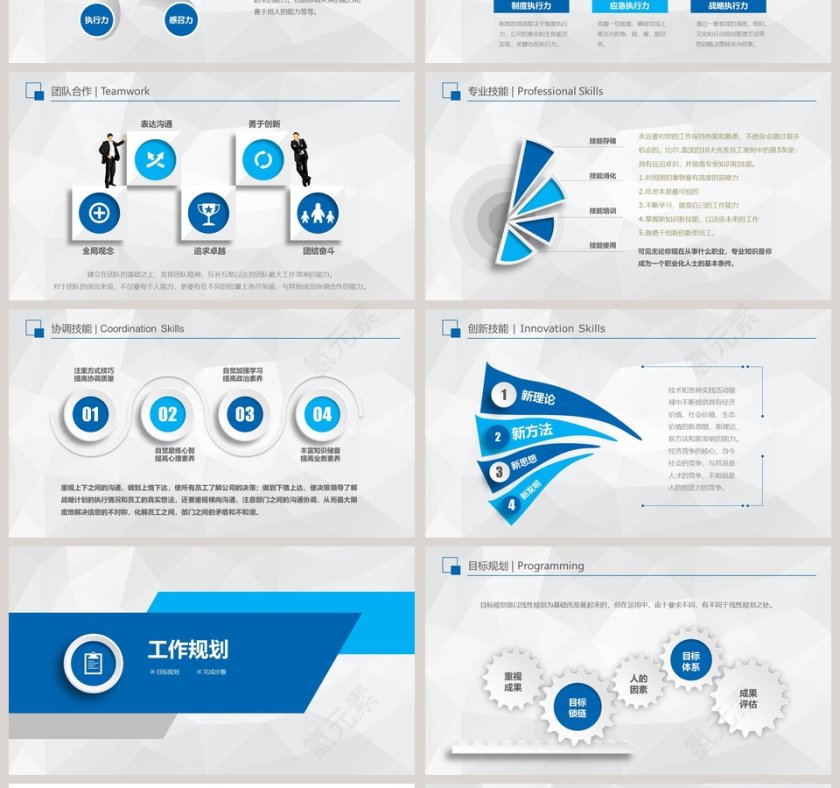 简约商务风格蓝色岗位竞聘PPT模板第4张