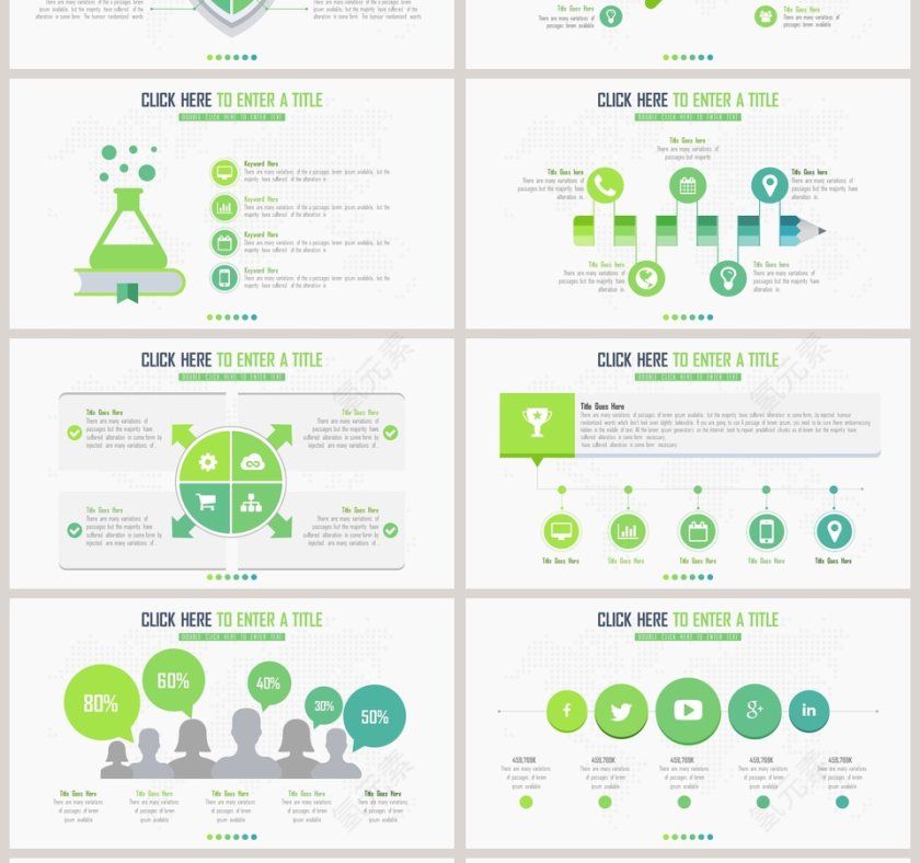 清爽绿色清新可视化图表合集PPT第4张