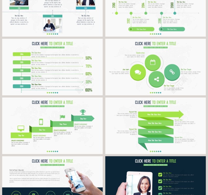 清爽绿色清新可视化图表合集PPT第6张