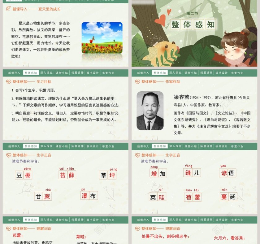 人教部编版六年级语文上册夏天里的成长语文课件PPT第2张