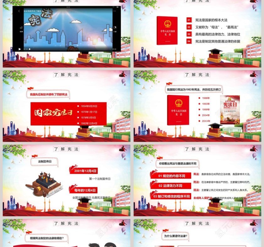 学宪法讲宪法做遵纪守法好学生PPT模板第2张