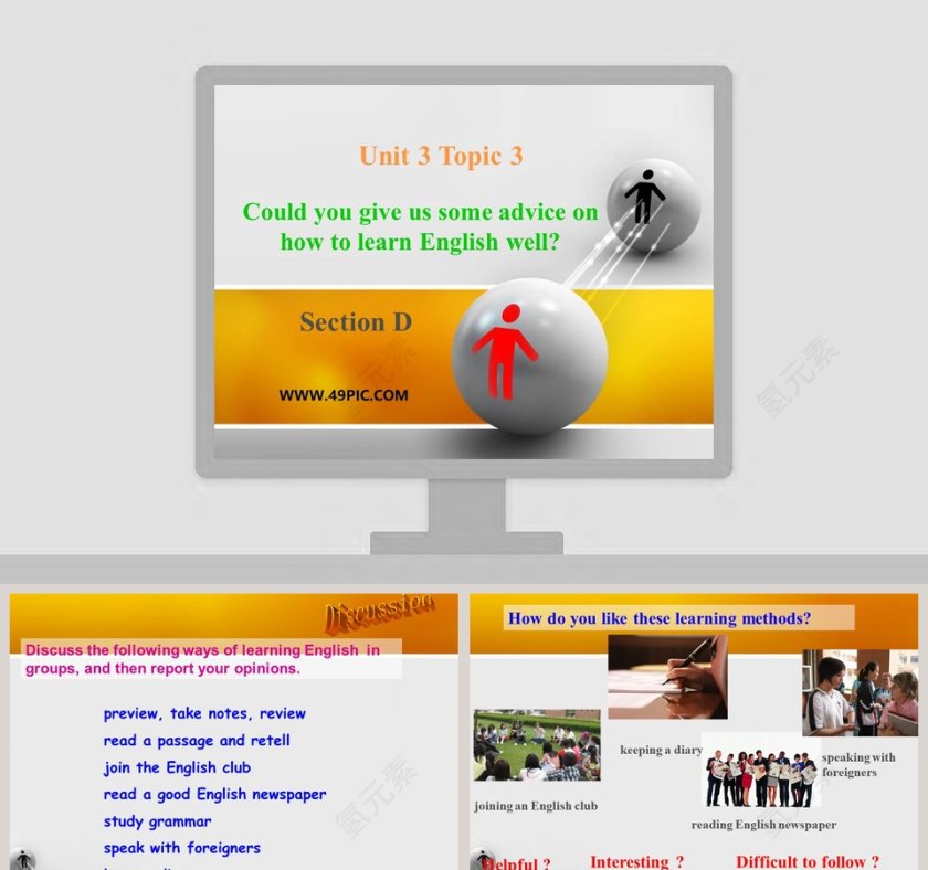Unit 3 Topic 3-Could you give us some advice on how to learn English well教学ppt课件第1张