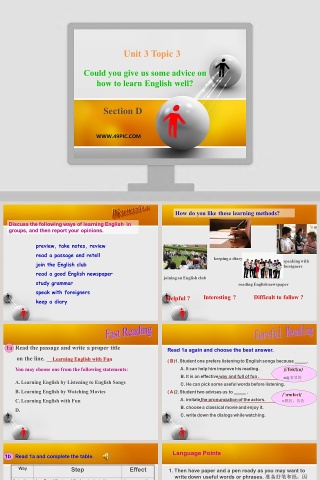 Unit 3 Topic 3-Could you give us some advice on how to learn English well教学ppt课件