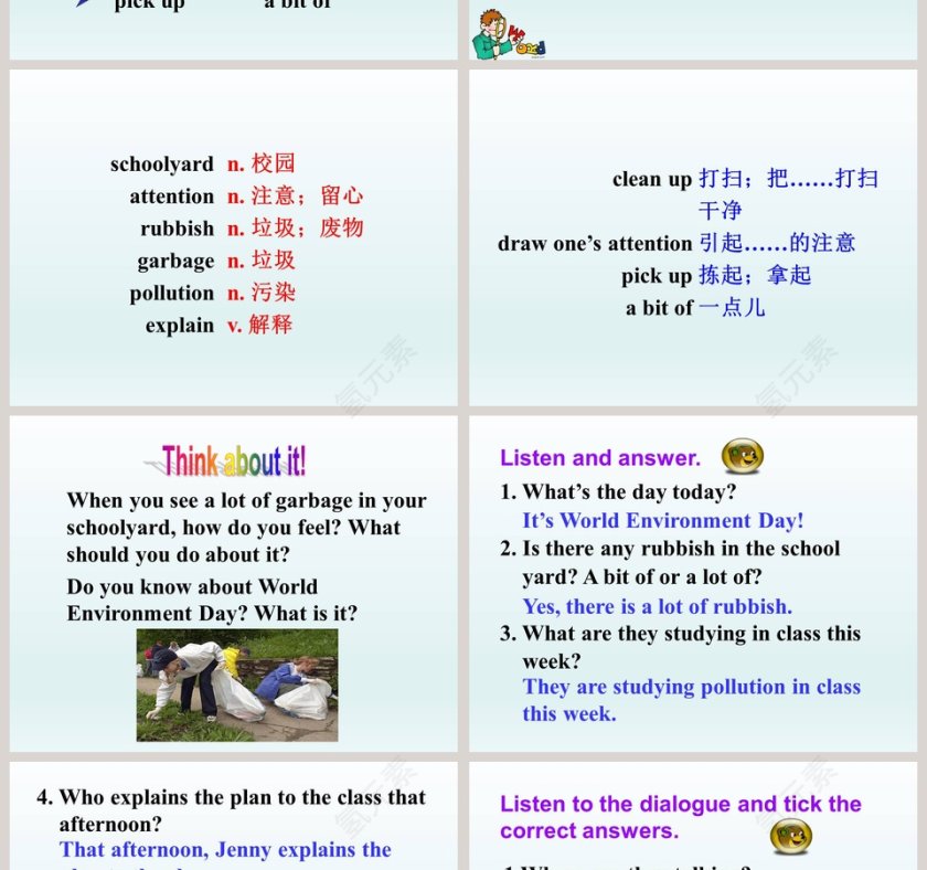 Lets Clean Up-Unit 8 Save our world - 环保教育培训PPT模板第2张