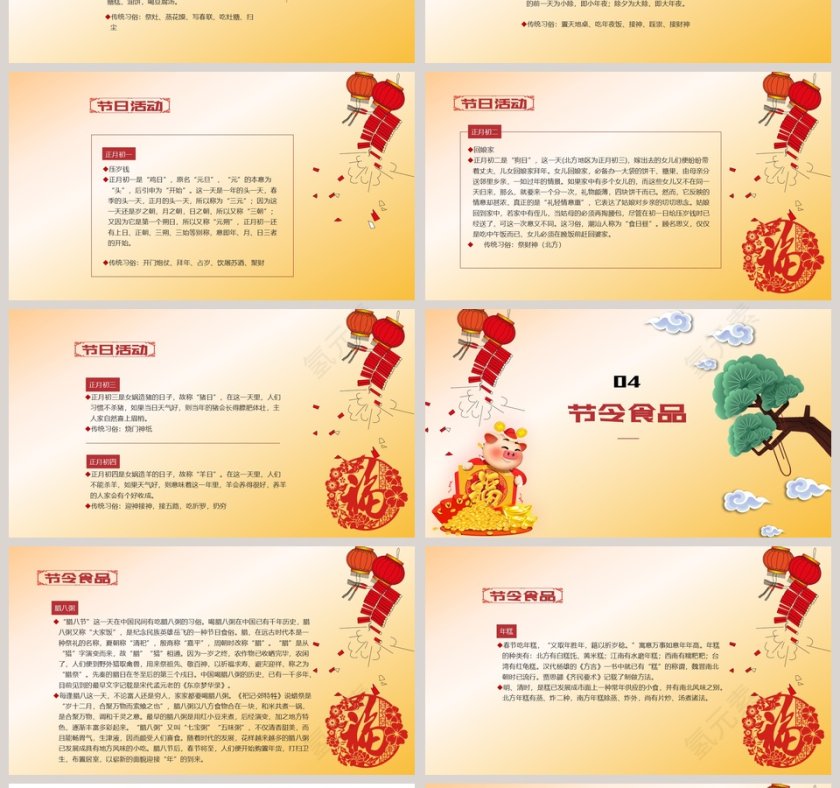 橙色喜庆简约大气新春风俗ppt第4张