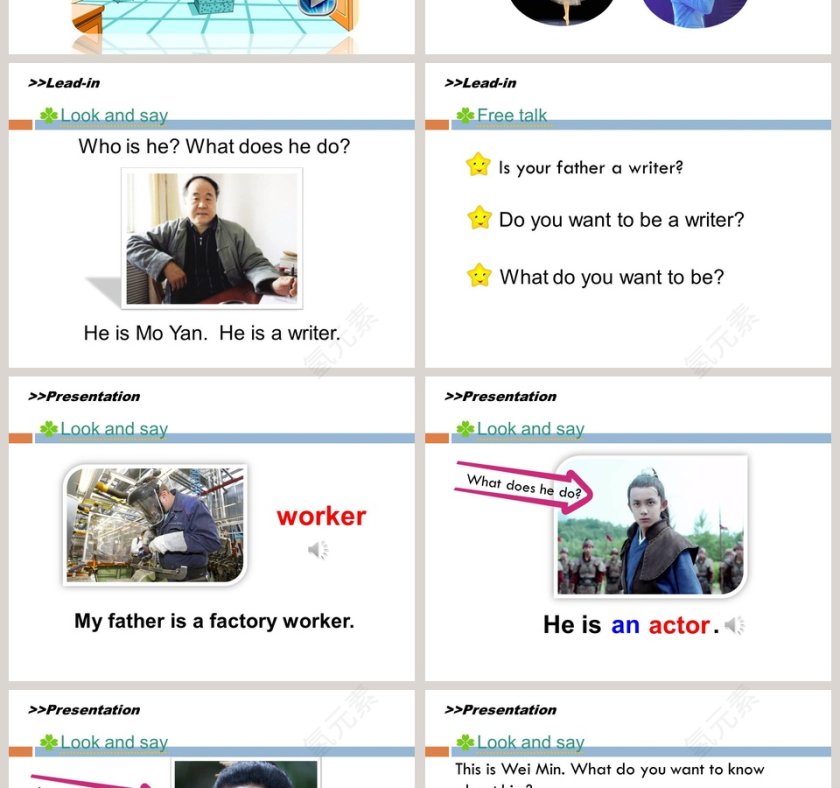 unit3 My father is a writer-人教精通版五年级上册教学ppt课件第2张