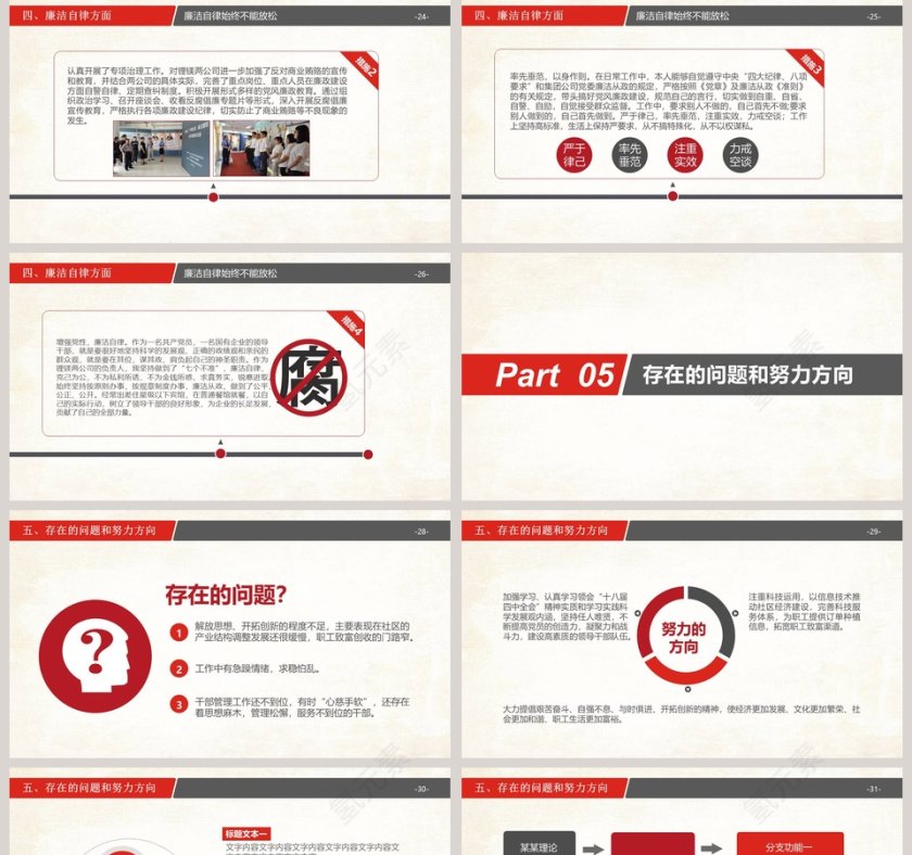 简约大气党员干部述职述廉PPT报告第5张