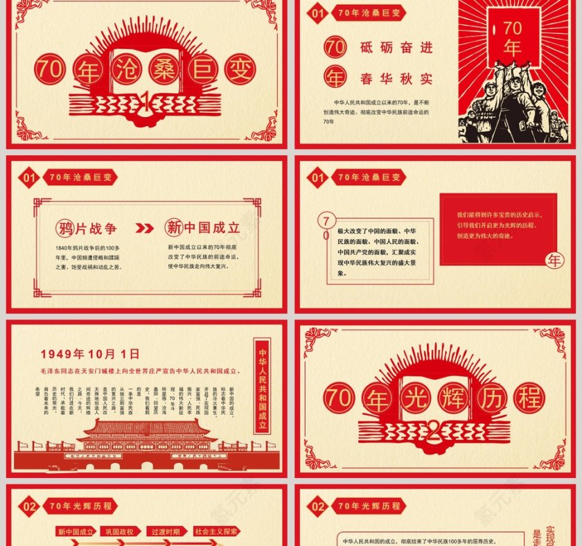 庆祝中华人民共和国成立70周年ppt第2张