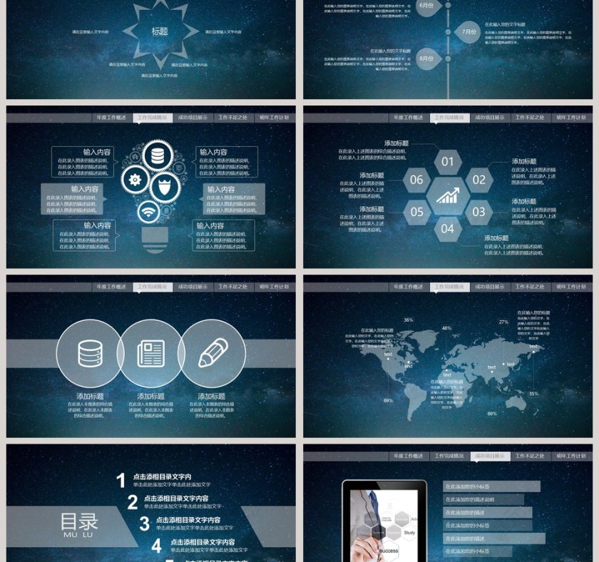 星空风格工作总结PPT第3张