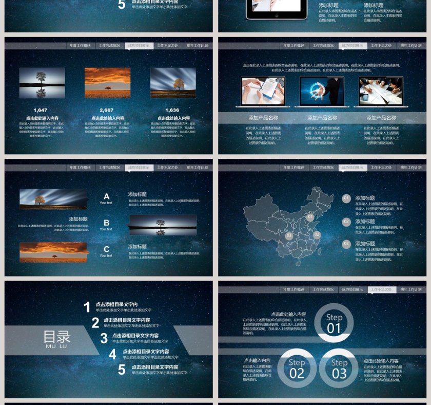 星空风格工作总结PPT第4张