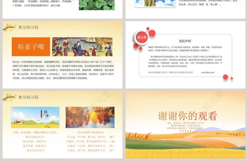 二十四节气主题PPT秋分节气PPT模板第4张