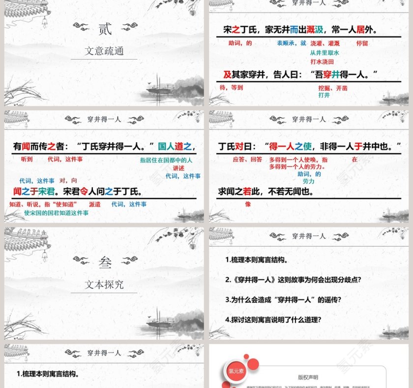 语文教学课件穿井得一人PPT模板第2张