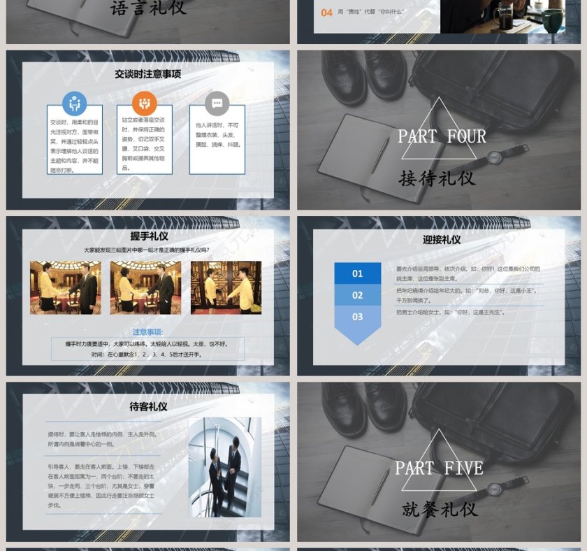 简约大气风格商务礼仪培训PPT第4张