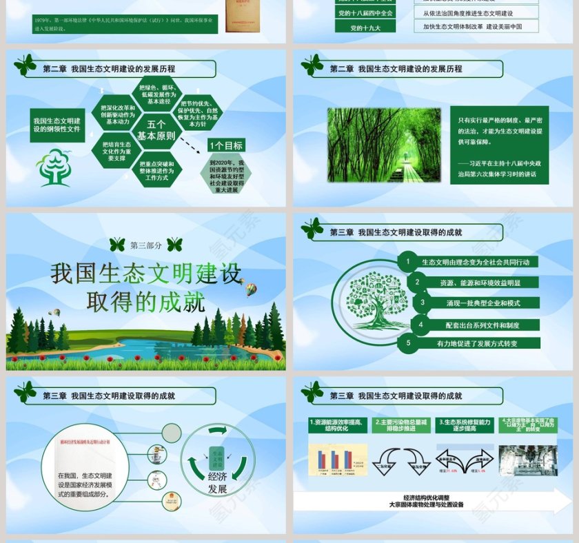 简约清新生态文明报告PPT模板第4张