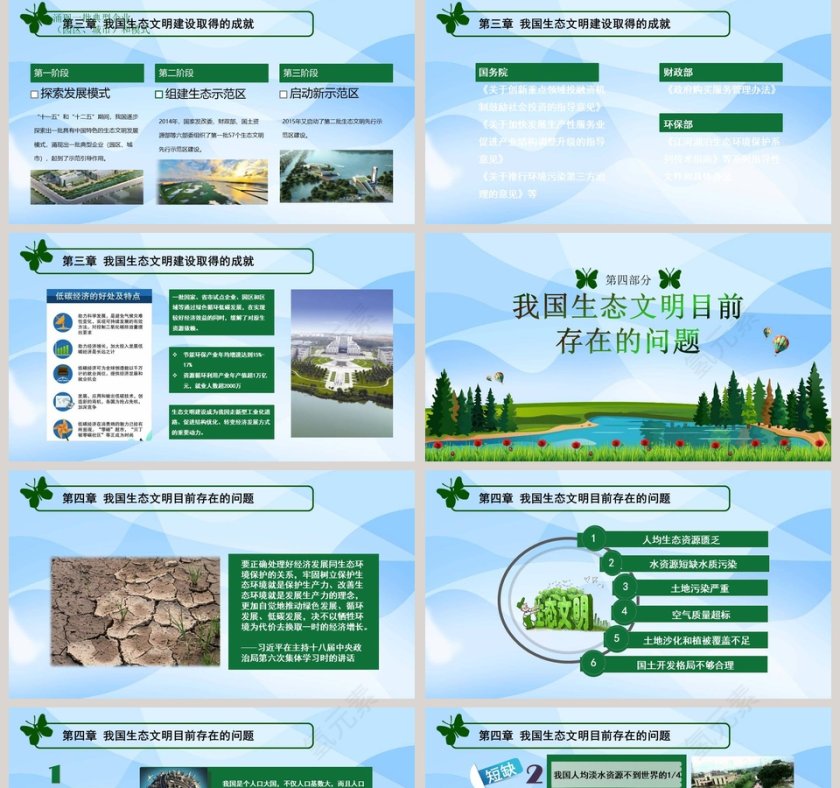 简约清新生态文明报告PPT模板第5张