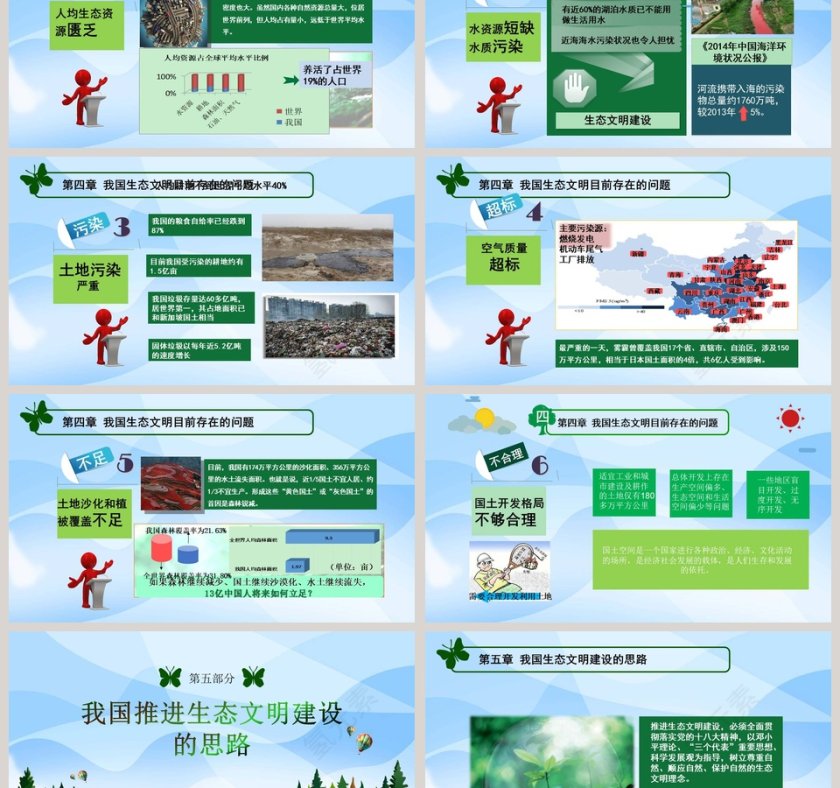 简约清新生态文明报告PPT模板第6张