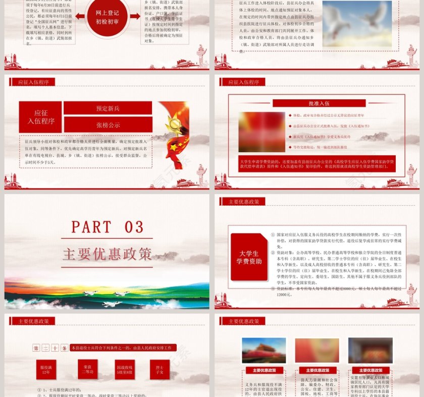 依法服兵役参军我光荣征兵宣传PPT模板第3张