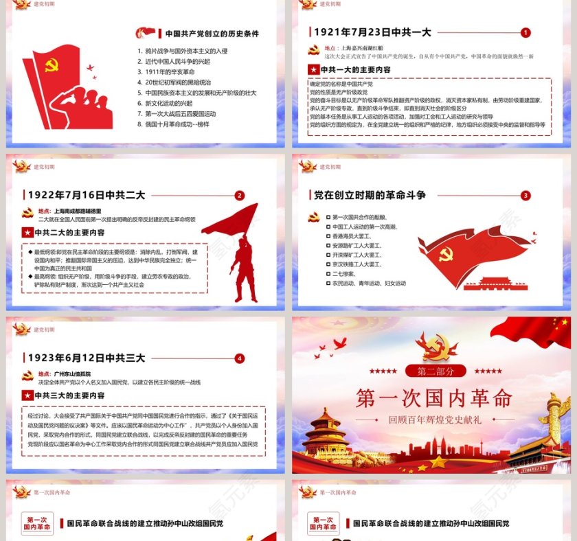 回顾百年辉煌党史献礼建党100周年专题党课PPT模板第2张