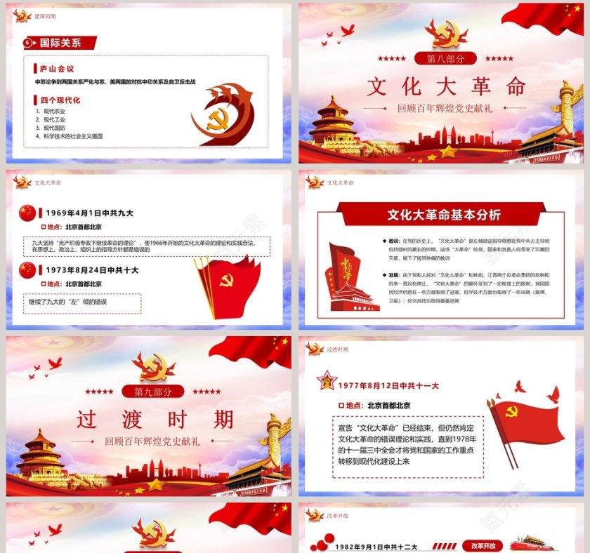 回顾百年辉煌党史献礼建党100周年专题党课PPT模板第8张