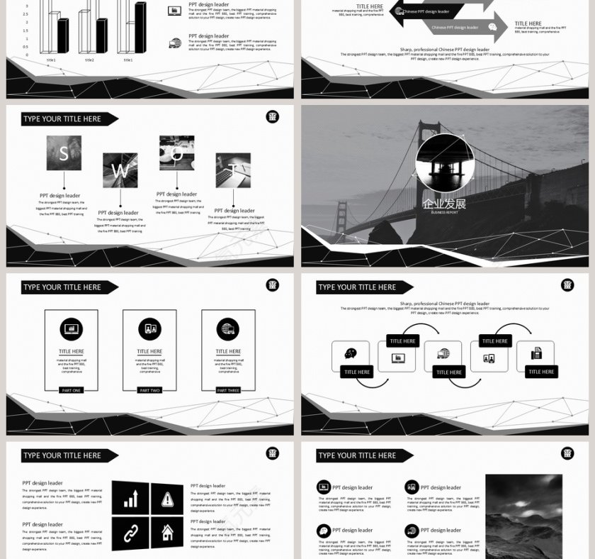 黑白时尚线条咨询行业PPT模板第3张