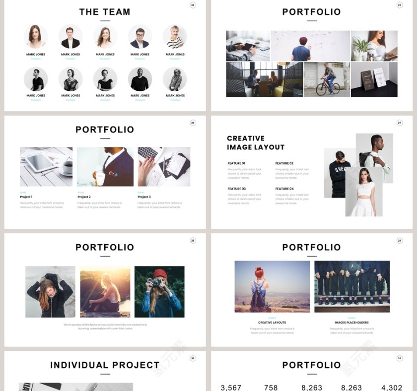 全动态简约简单大气黑白色欧美极简PPT第5张