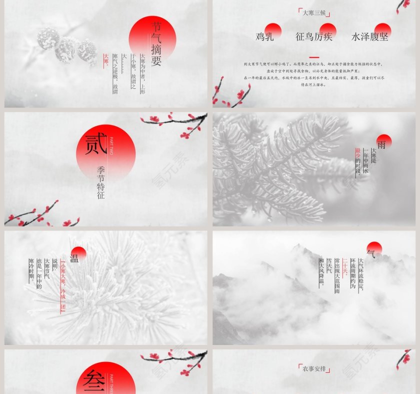 灰色简约大气二十四节气大寒传统节气PPT第2张