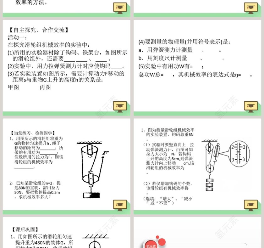 使用PPT模板分析测滑轮组的机械效率第2张