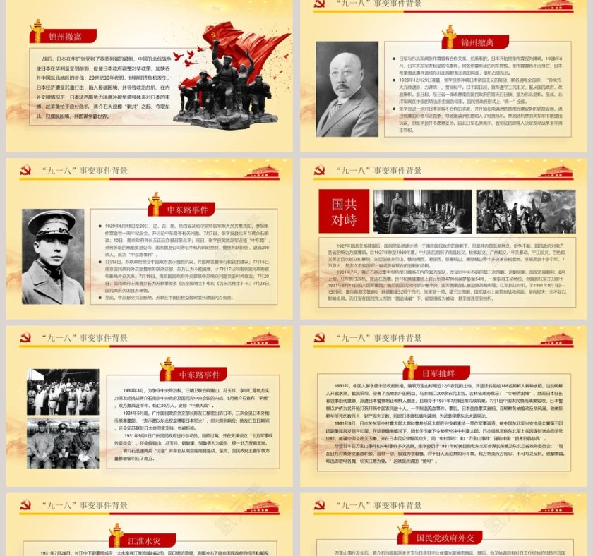 红色中国风九一八事变国耻纪念日PPT模板第2张