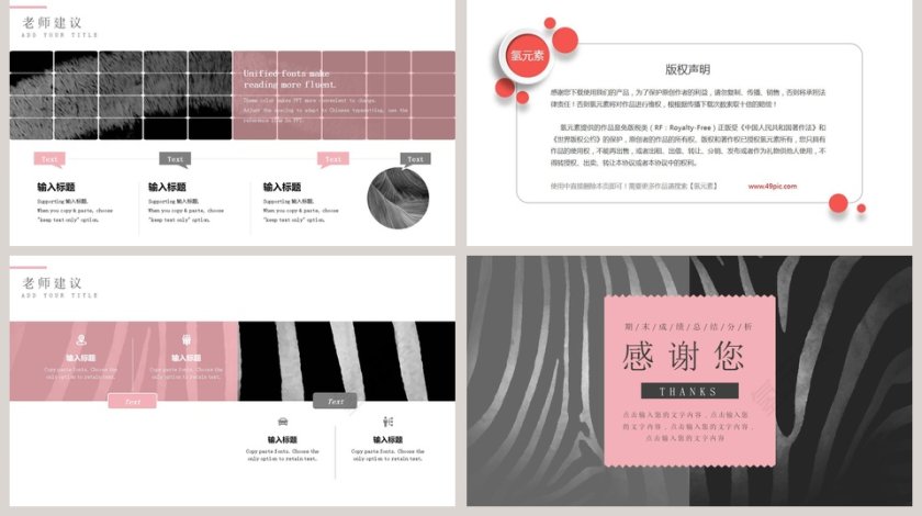 斑马元素PPT模板 第5张