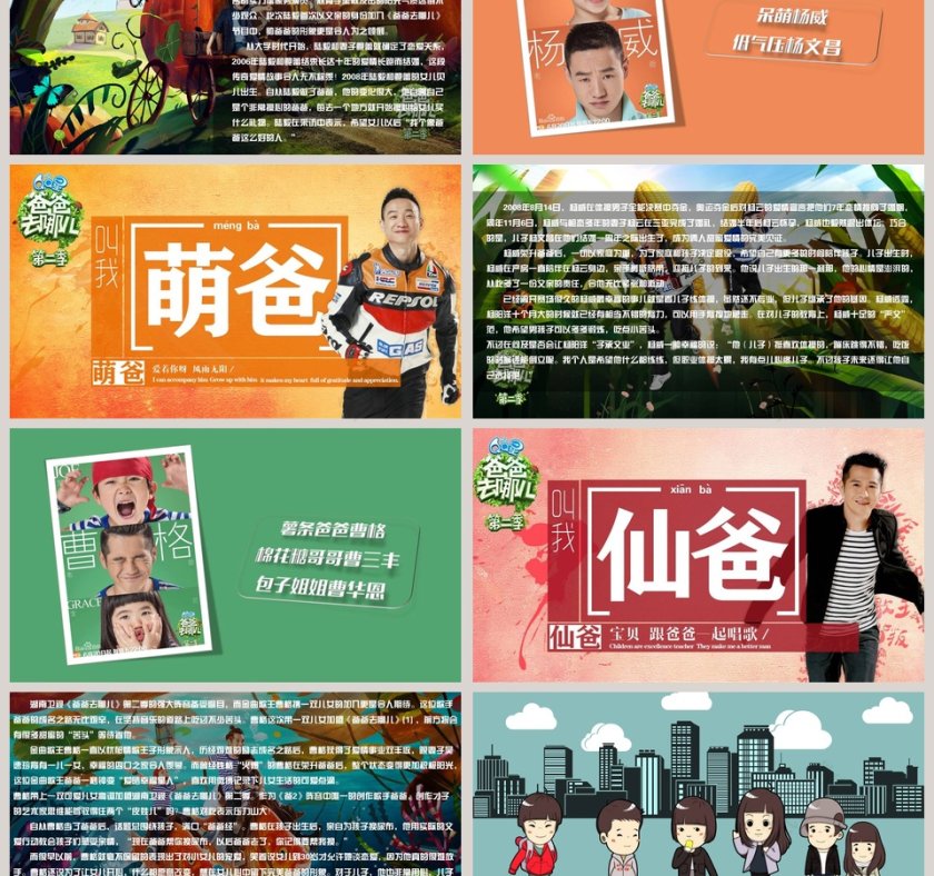 卡通可爱儿童PPT模板 爸爸去哪儿第二季第3张