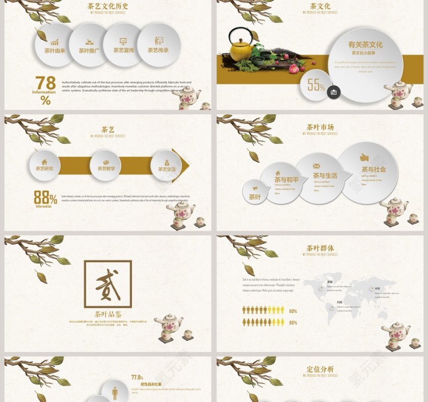 中国风完整框架茶艺文化宣传模版PPT第2张