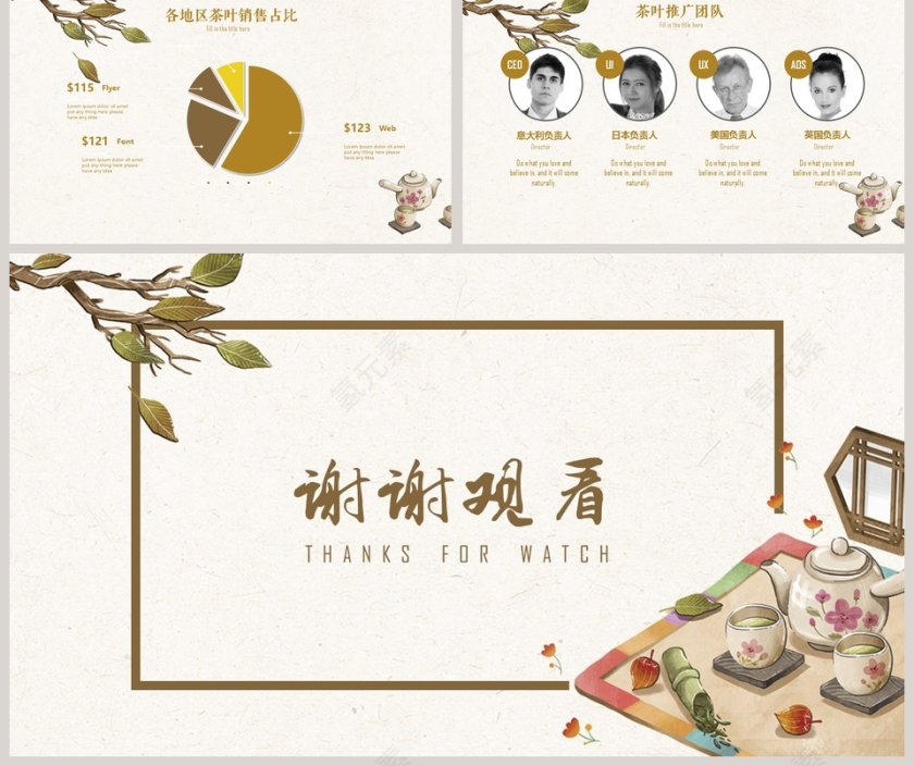中国风完整框架茶艺文化宣传模版PPT第5张
