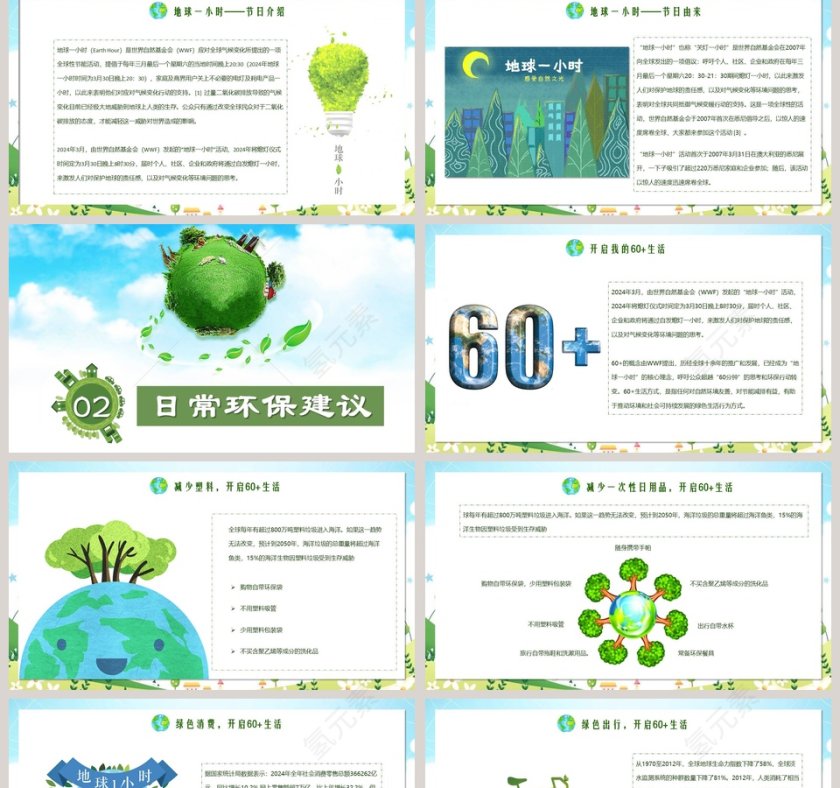 地球一小时PPT模板  第2张