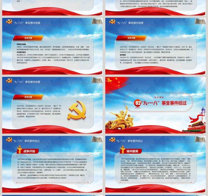 勿忘国耻九一八事变国耻纪念日PPT模板第4张
