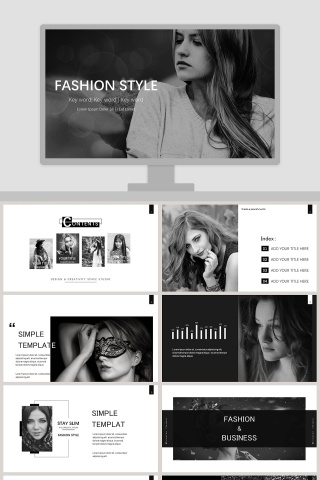 高端杂志风画册风ppt模板广告策划PPT模板 