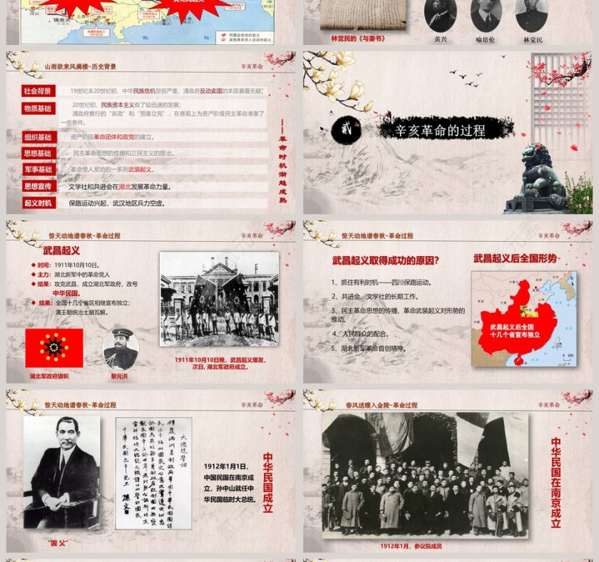 古风辛亥革命教师通用说课ppt模板第4张