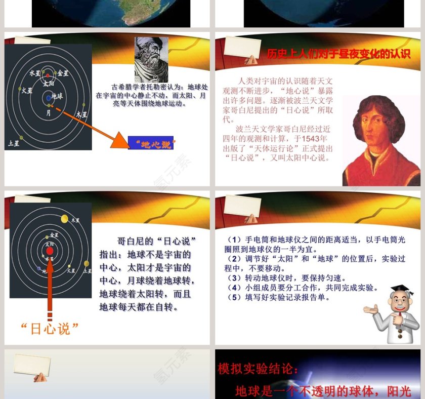 白天与黑夜主题PPT模板素材第2张