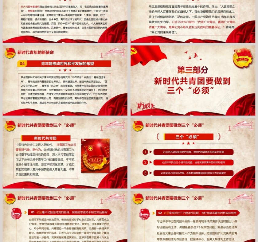 新时代共青团纪念五四运动100周年PPT模板第3张