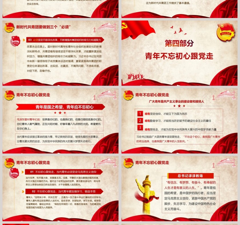 新时代共青团纪念五四运动100周年PPT模板第4张