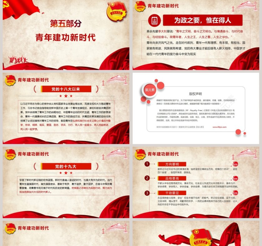 新时代共青团纪念五四运动100周年PPT模板第5张