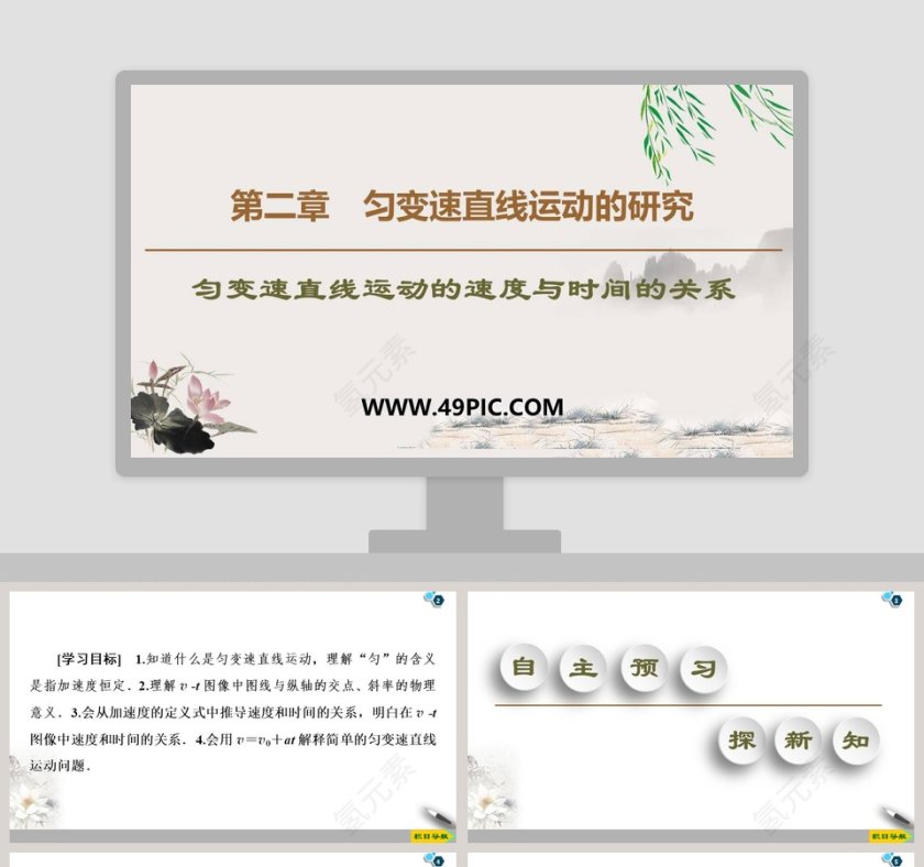 第二章匀变速直线运动的研究-匀变速直线运动的速度与时间的关系教学ppt课件第1张