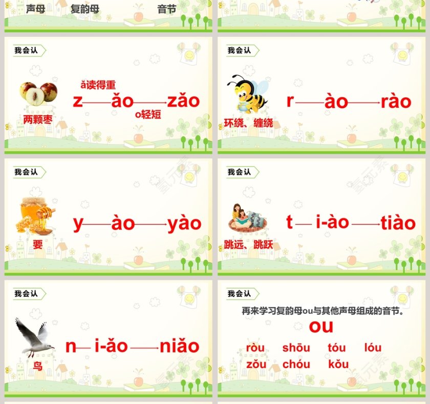 一年级上册拼音语文课件PPT模板第4张