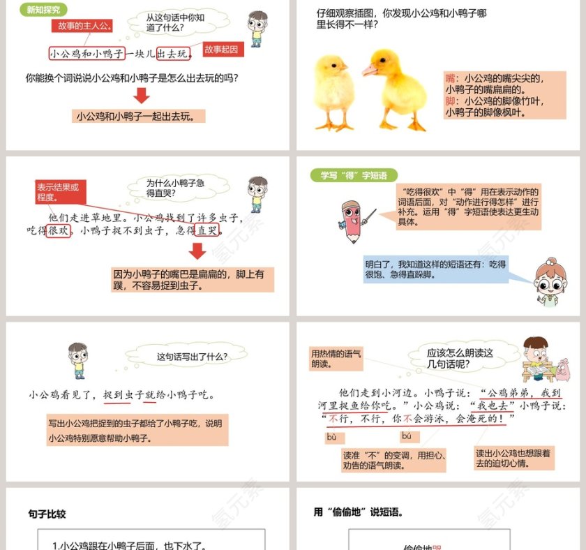 小公鸡和小鸭子语文教学课件PPT模板第2张