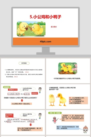 小公鸡和小鸭子语文教学课件PPT模板