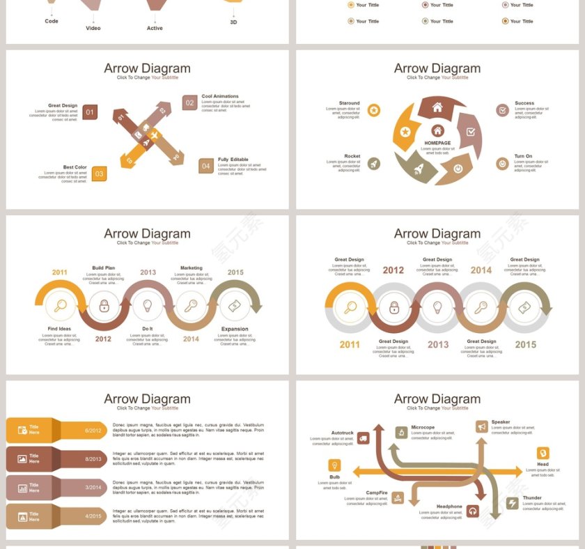 时间线步骤拼图可视化图表集PPT模板第4张