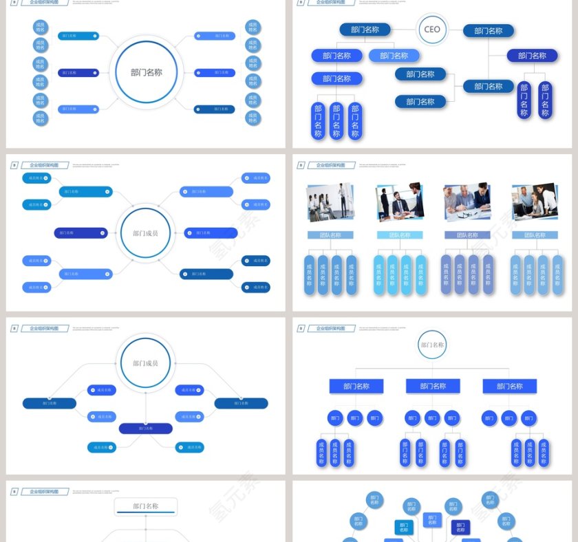 商务企业组织架构图图表PPT模版第2张