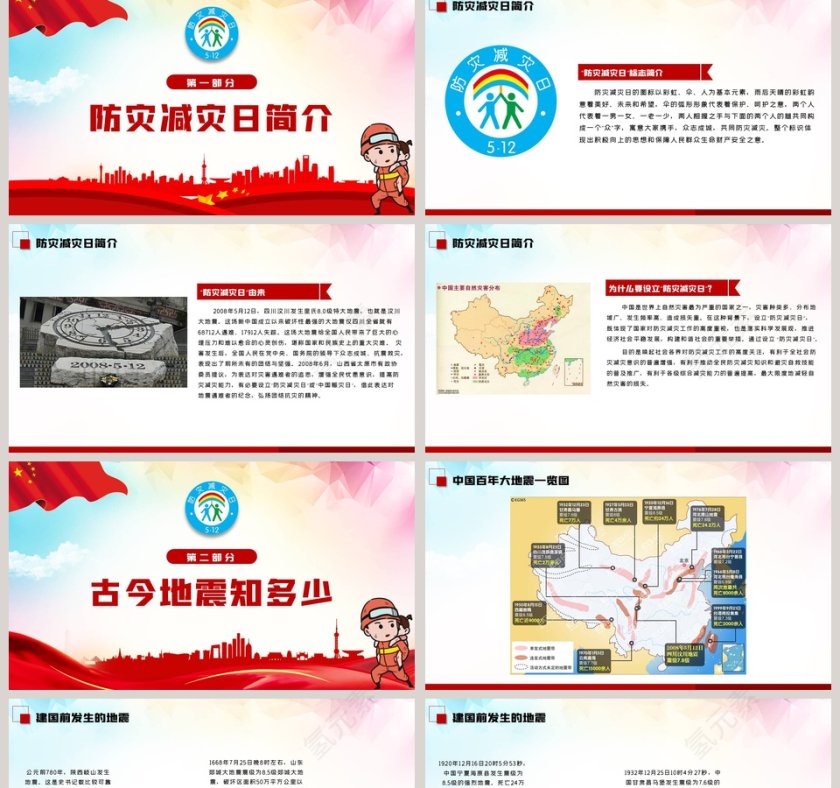 清新简约全国防灾减灾日PPT模板第2张