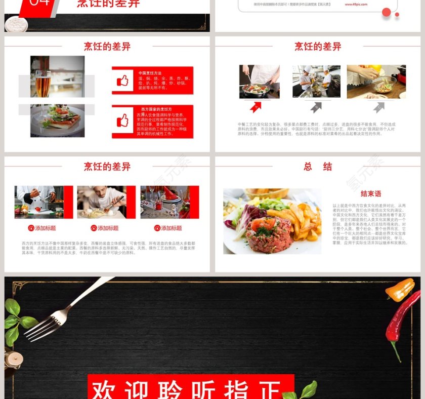 创意简约中西饮食文化差异PPT模板第4张